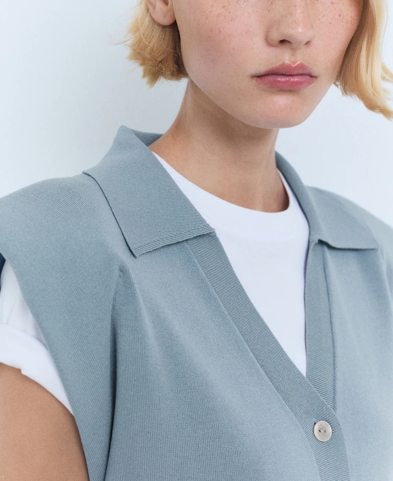 Mango Women's Fine Knit Shoulder Pad Sweater Vest