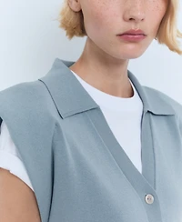 Mango Women's Fine Knit Shoulder Pad Sweater Vest