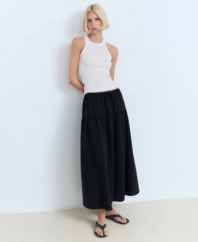 Mango Women's Cotton Drawstring Skirt