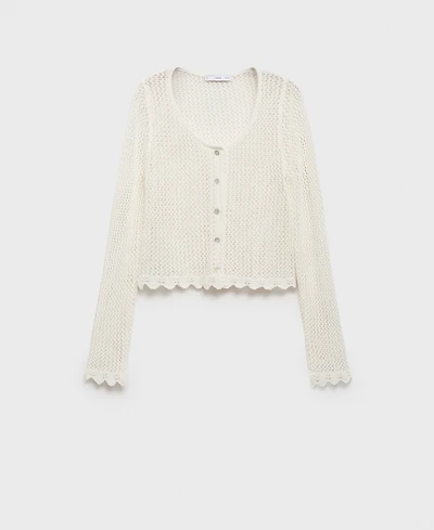 Mango Women's Crochet Buttoned Cardigan