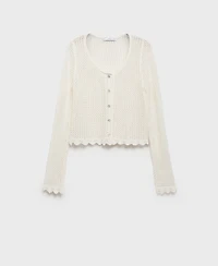 Mango Women's Crochet Buttoned Cardigan