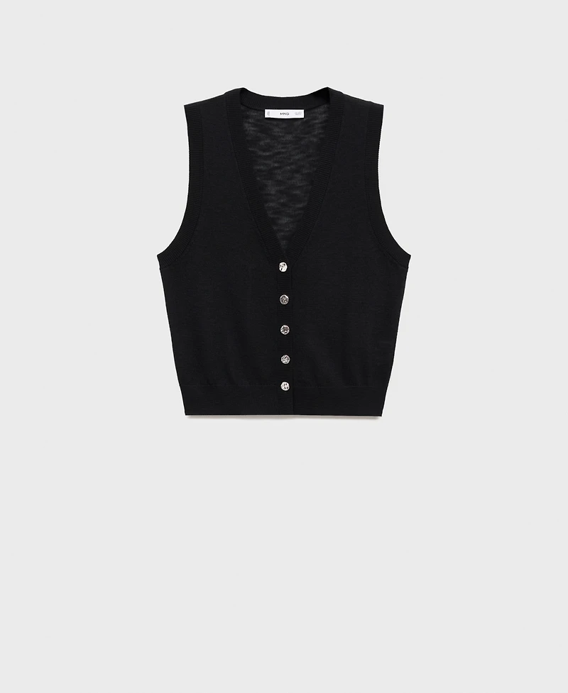 Mango Women's Fine Knit Buttoned Sweater Vest