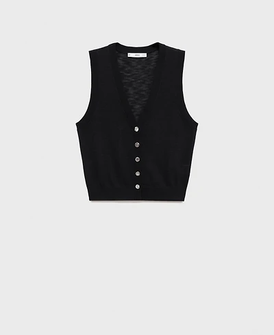 Mango Women's Fine Knit Buttoned Sweater Vest