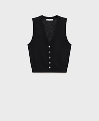Mango Women's Fine Knit Buttoned Sweater Vest
