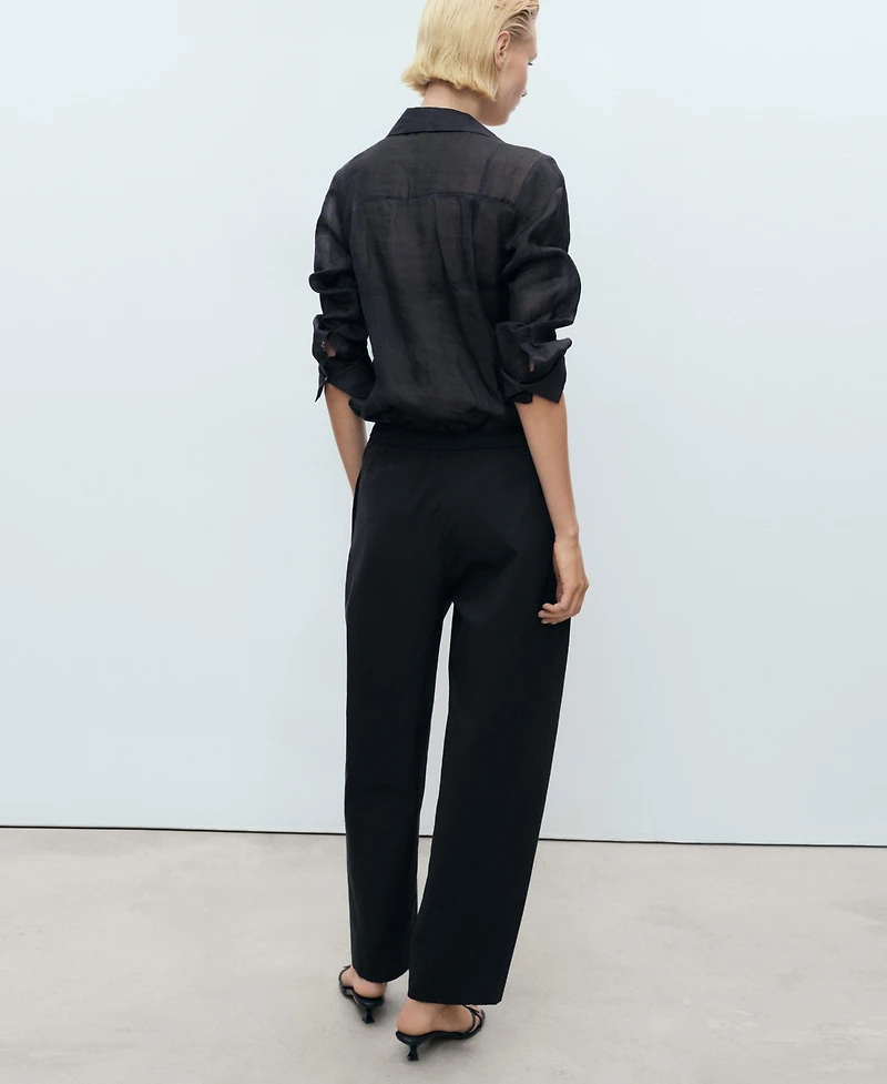 Mango Women's Paper Bag Cotton Pants