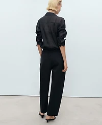 Mango Women's Paper Bag Cotton Pants