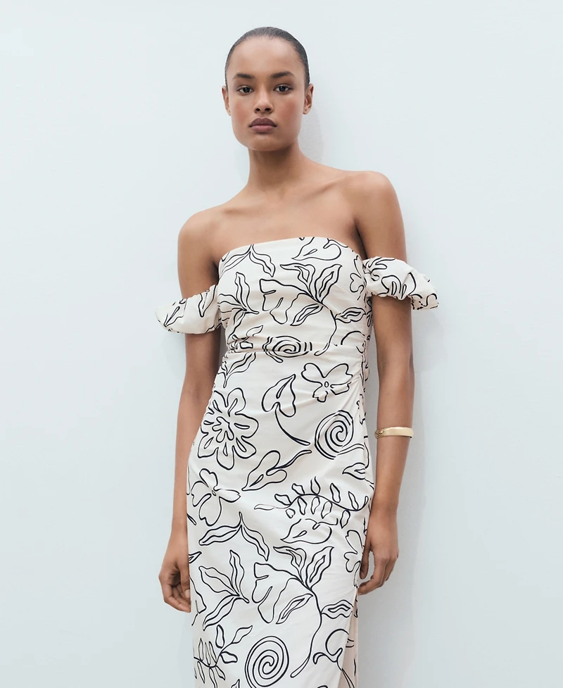 Mango Women's Strapless Floral Dress