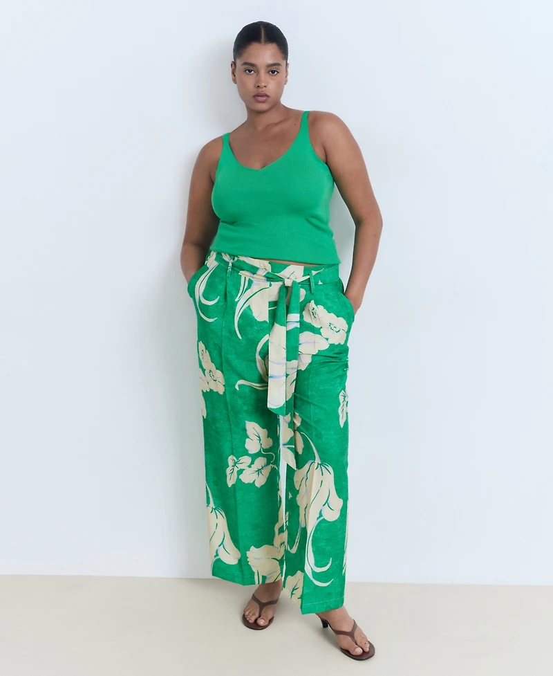 Mango Women's Belt Printed Pants