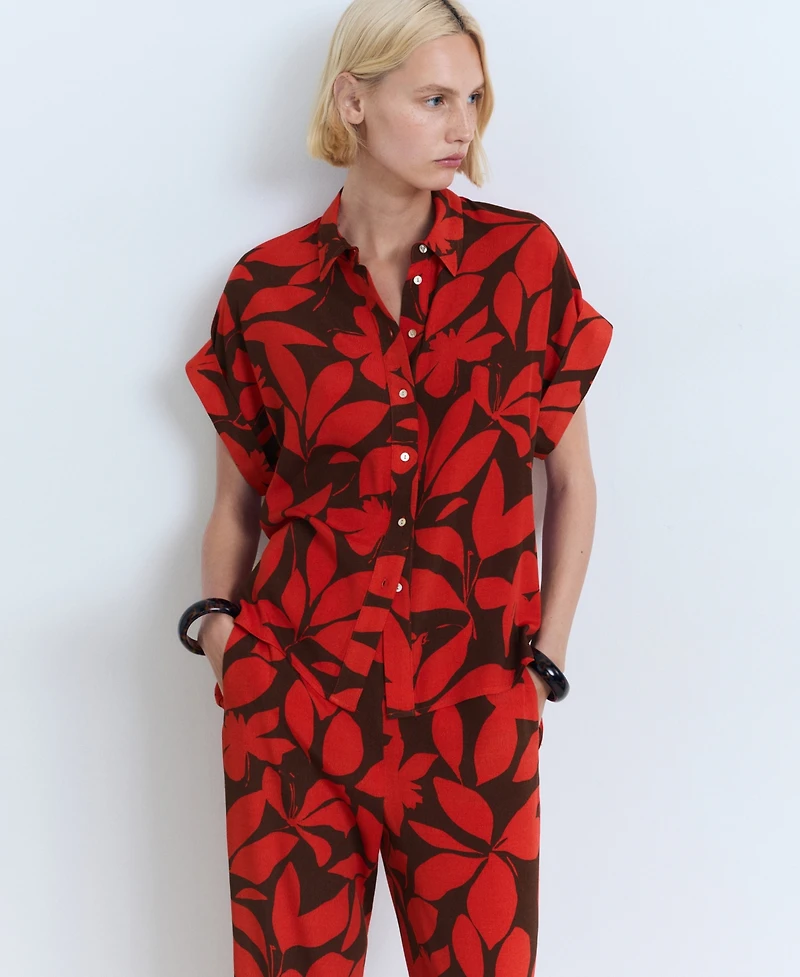 Mango Women's Flowy Printed Pants