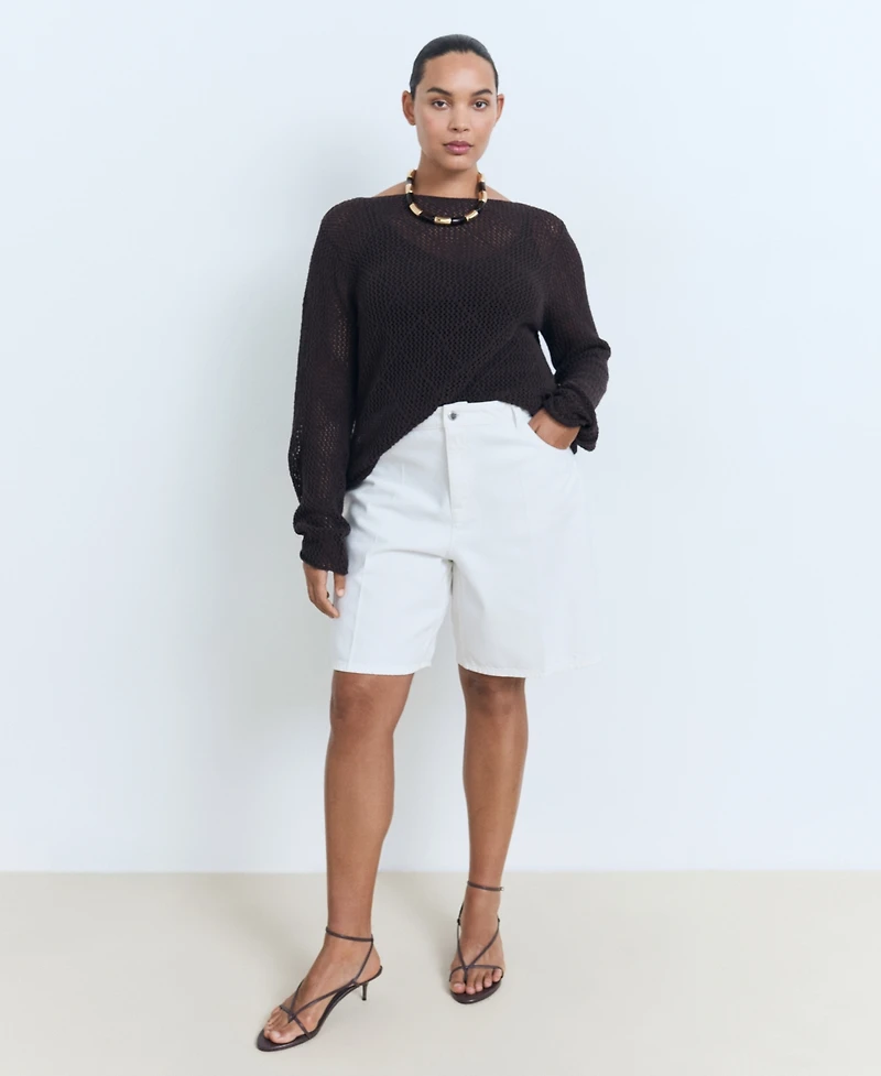 Mango Women's Straight-Fit High-Waist Bermuda Shorts