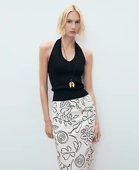 Mango Women's Slit Printed Long Skirt