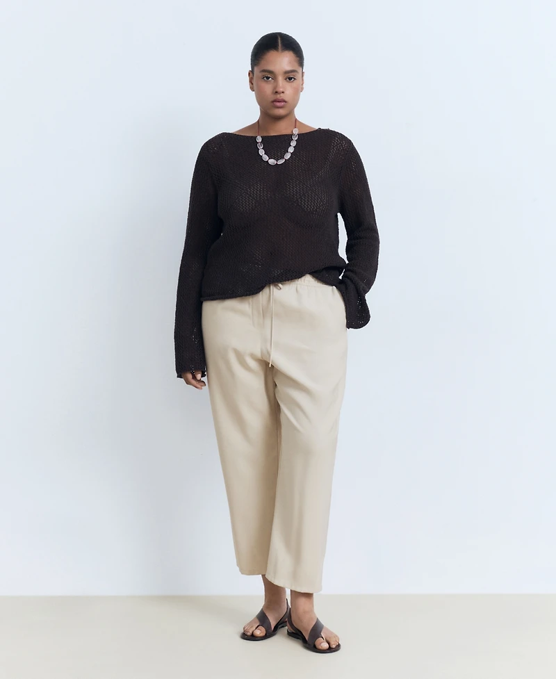 Mango Women's Drawstring Flowy Pants