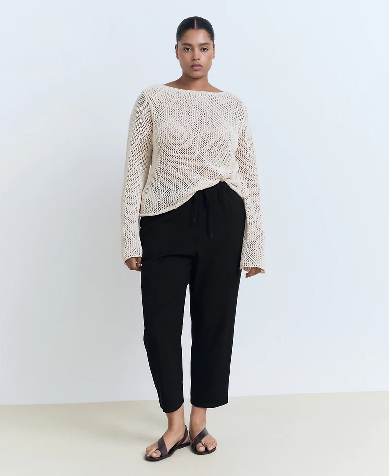 Mango Women's Drawstring Flowy Pants