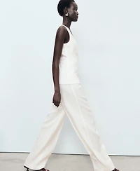 Mango Women's Suit-Style Linen Jumpsuit