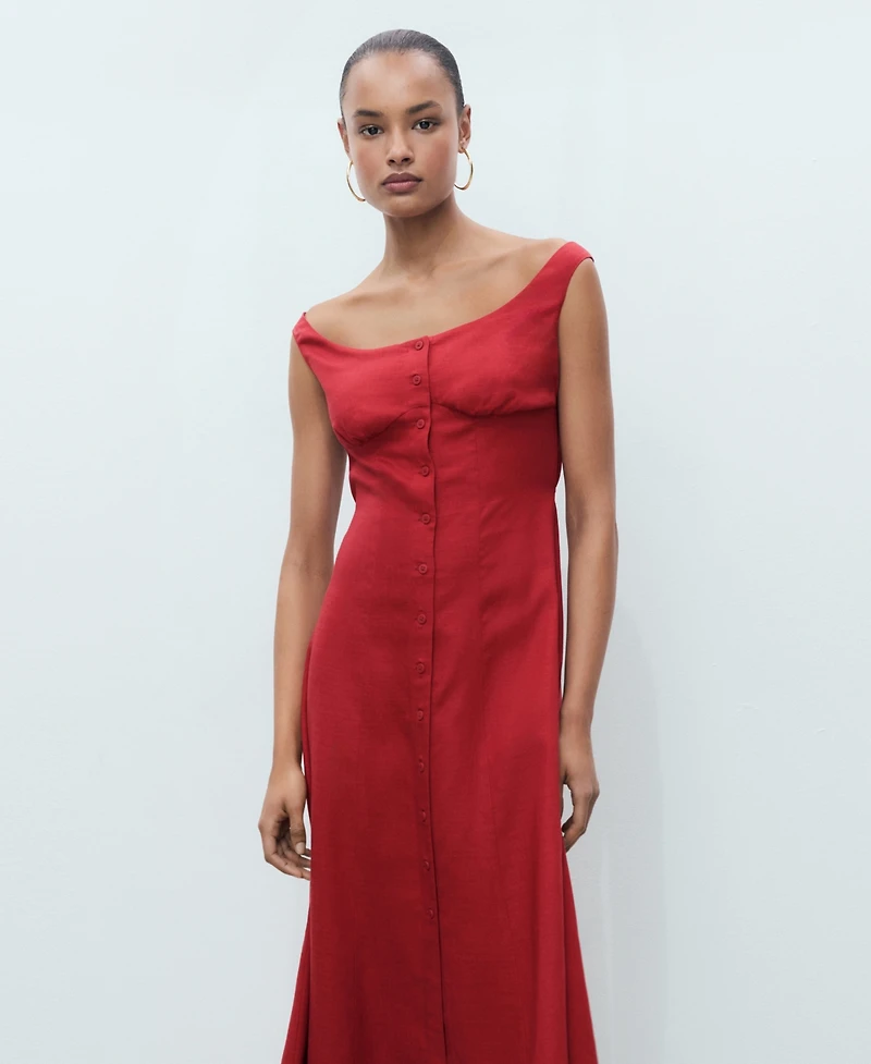 Mango Women's Buttoned Midi Dress
