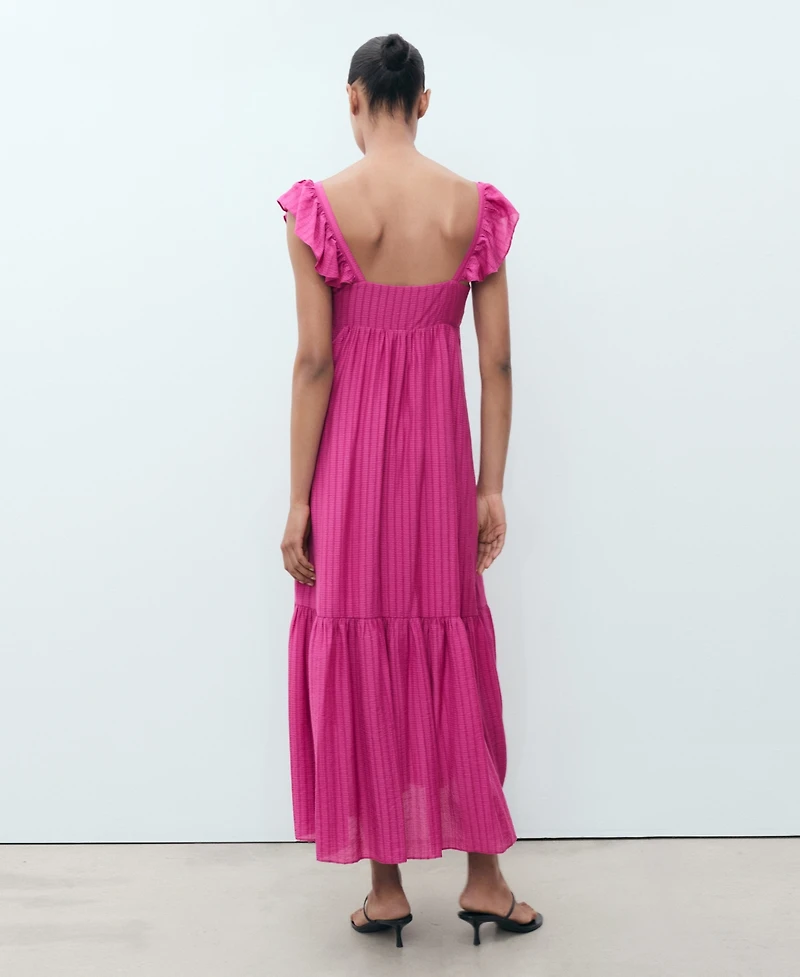 Mango Women's Ruffle Neckline Long Dress