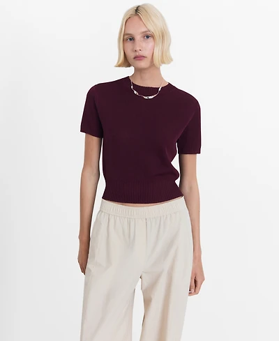 Mango Women's Short-Sleeved Crop Sweater