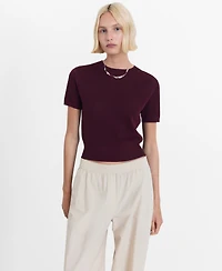 Mango Women's Short-Sleeved Crop Sweater