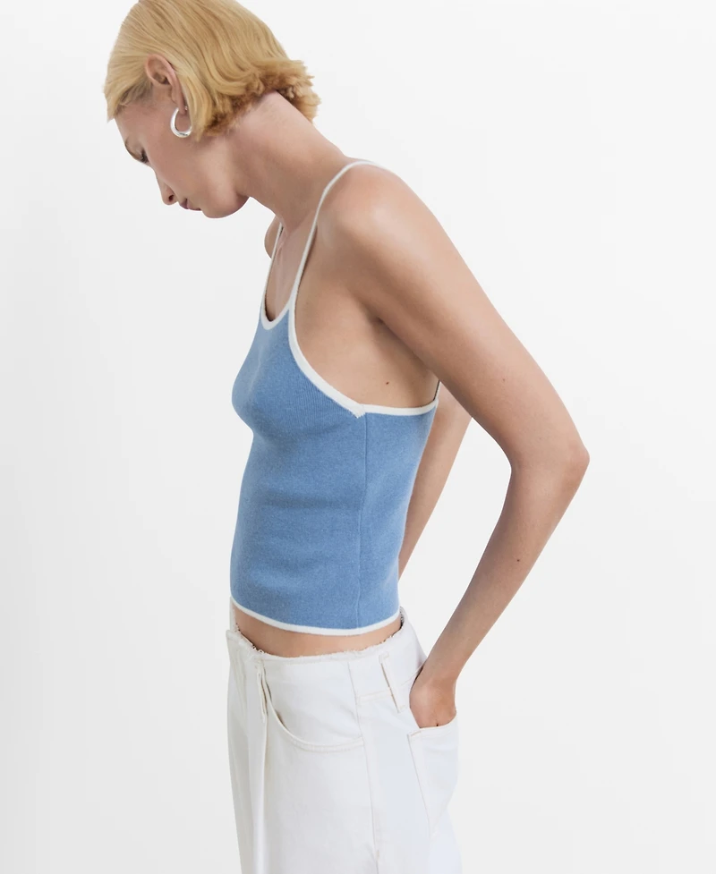 Mango Women's Contrasting Trim Knitted Top