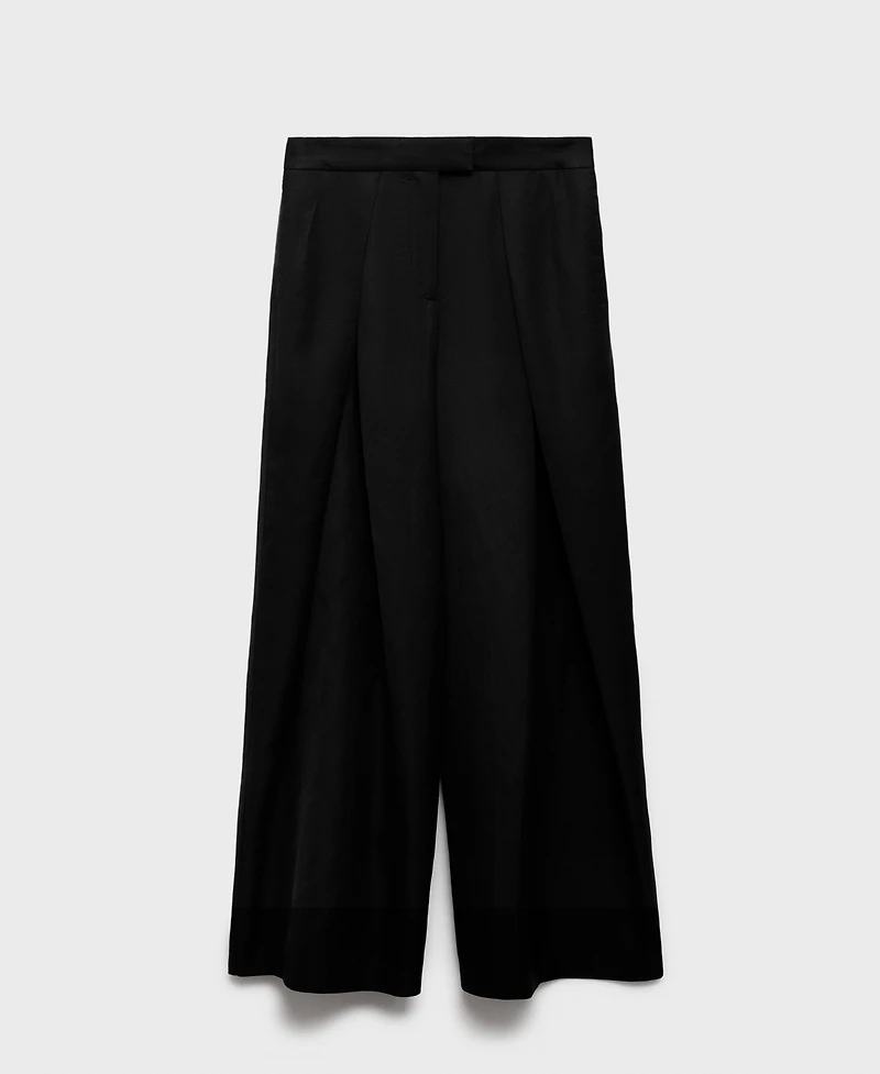 Mango Women's Wide Leg Pleated Pants