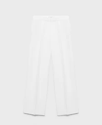 Mango Women's Linen-Blend Pleated Pants
