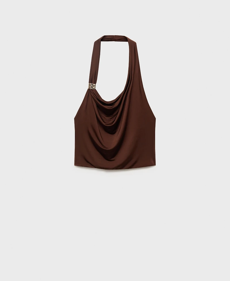Mango Women's Metallic Detail Draped Top