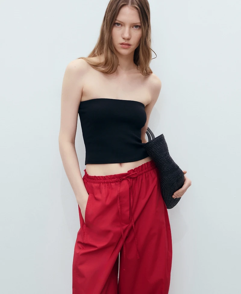 Mango Women's Paper Bag Cotton Pants