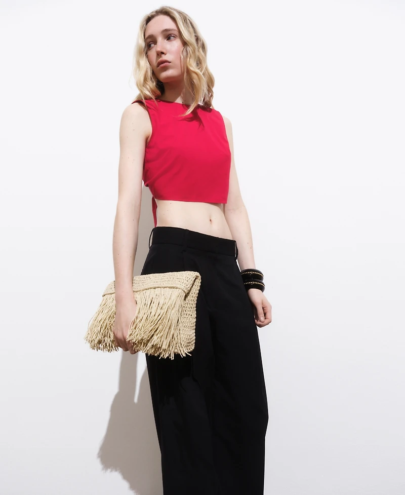 Mango Women's Back Bowtie Crop Top