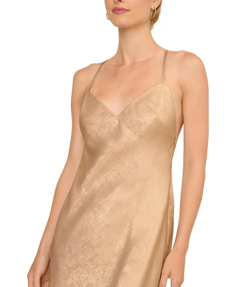 Adrianna Women's Chiffon V-Neck Sleeveless Long A-Line Dress
