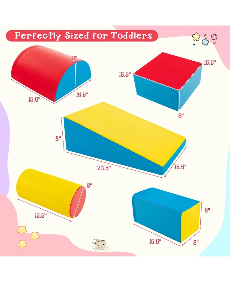 Gymax Toddler 5PCS Climb & Crawl Activity Playset Soft Foam Block Play Structure