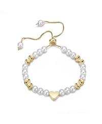 Rachel Glauber 14K Gold Plated with White and frosted 14K Gold Plated Beads Bracelet