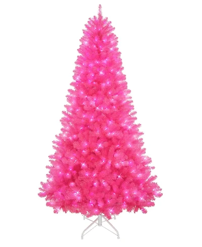 Puleo 7.5 ft. Pre-Lit Mixed Hardneedle Artificial Christmas Tree