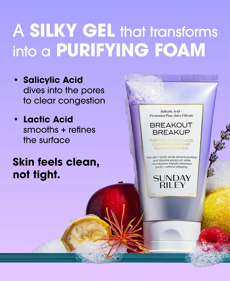 Sunday Riley Breakout Breakup Purifying Salicylic Acid Cleanser For Oily & Blemish-Prone Skin, 5 oz.