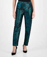 Anne Klein Women's Jacquard Mid-Rise Side-Zip Ankle Pants