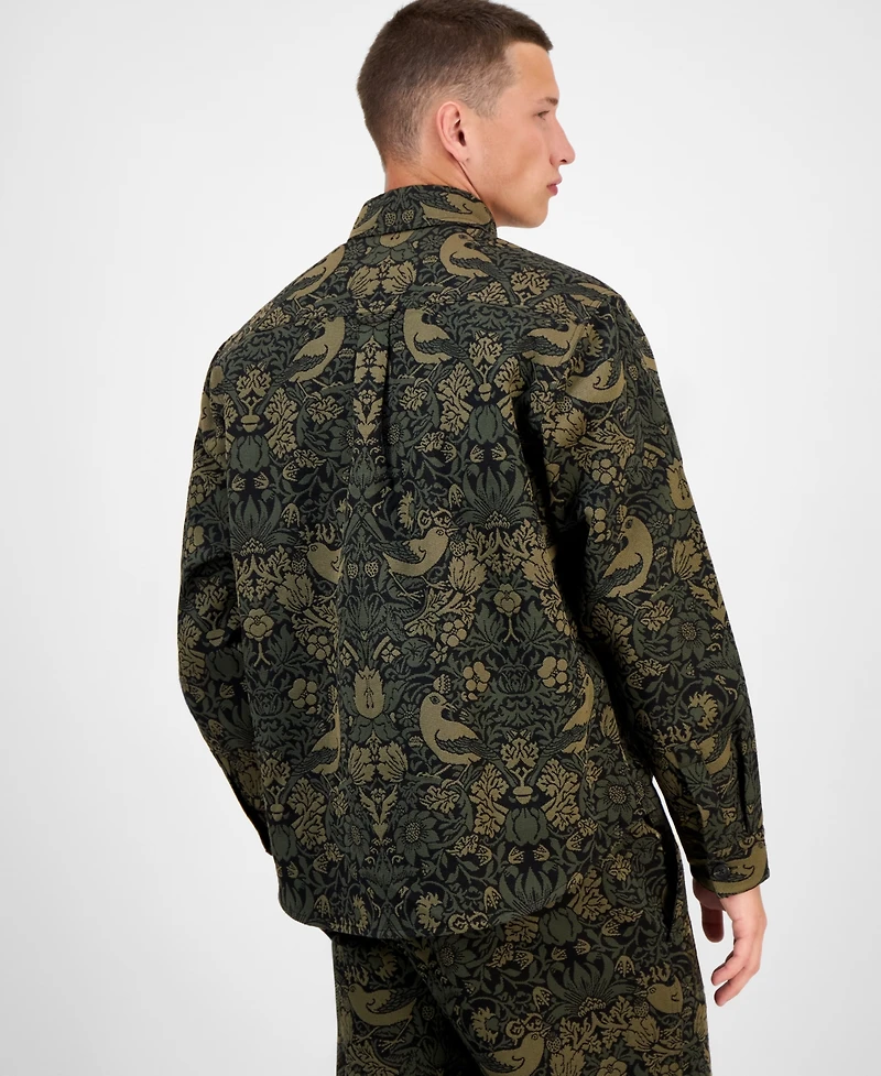 Hugo Boss Men's Erato Oversized Tapestry Button Front Shirt Jacket
