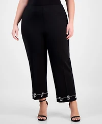 Anne Klein Plus Embellished High-Rise Kick-Flare Pants
