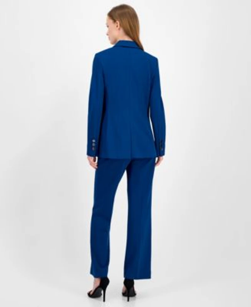 Anne Klein Womens Curved Lapel Double Pocket Blazer Twist Neck Sleeveless Top Pull On Pants