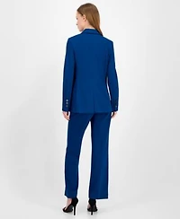 Anne Klein Womens Curved Lapel Double Pocket Blazer Twist Neck Sleeveless Top Pull On Pants
