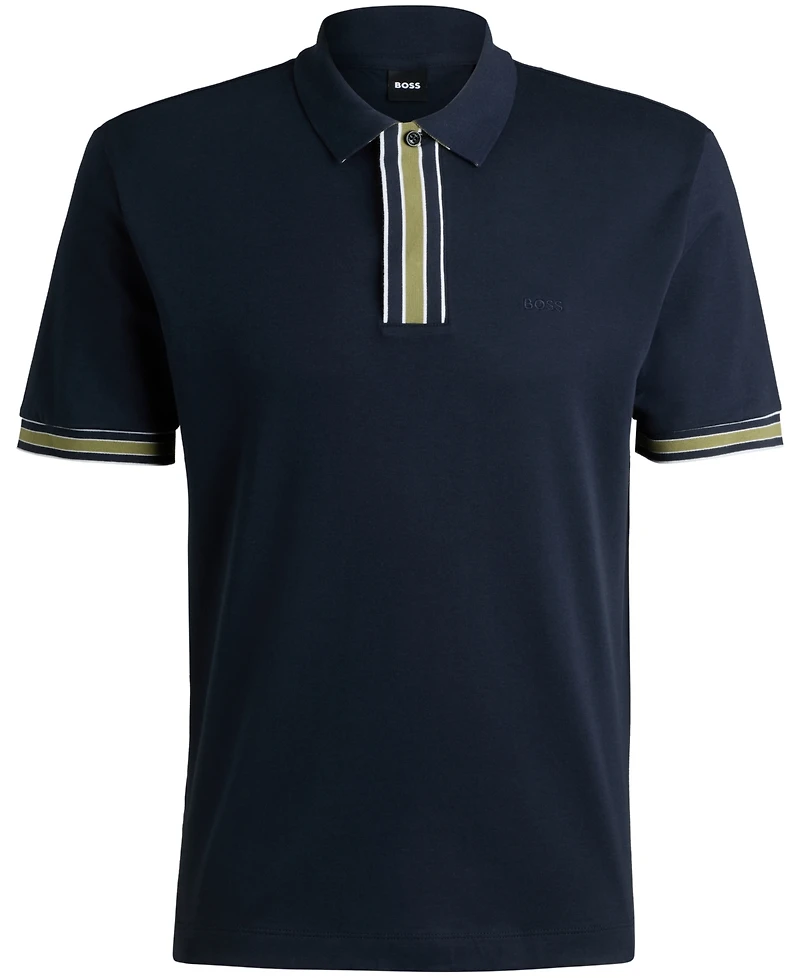 Boss by Hugo Men's Interlock-Cotton Contrast Tipping Polo