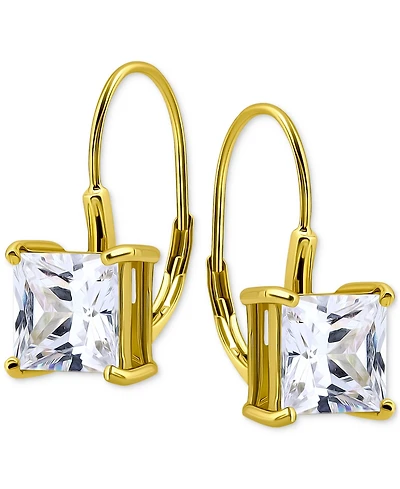 Giani Bernini Cubic Zirconia Square Leverback Drop Earrings in 18k Gold-Plated Sterling Silver, Macy's Exclusive
