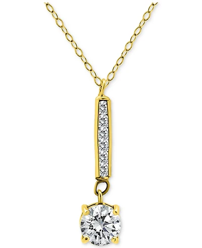 Giani Bernini Round Cubic Zirconia Bar Drop Pendant Necklace, 16" + 2" extender, Macy's Exclusive