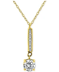 Giani Bernini Round Cubic Zirconia Bar Drop Pendant Necklace, 16" + 2" extender, Macy's Exclusive