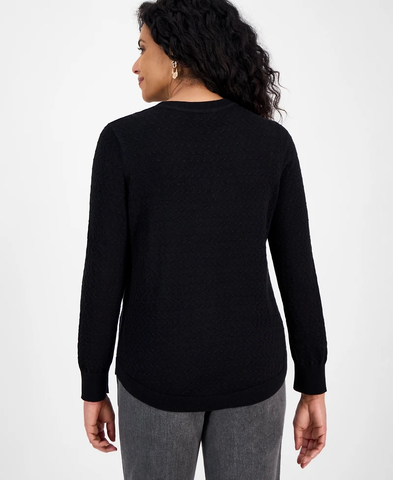 Style & Co Petite Cotton Pointelle Knit Sweater, Macy's Exclusive
