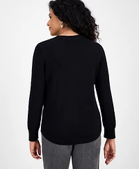 Style & Co Petite Cotton Pointelle Knit Sweater, Macy's Exclusive