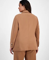 Anne Klein Plus Size Shawl-Collar Open-Front Blazer