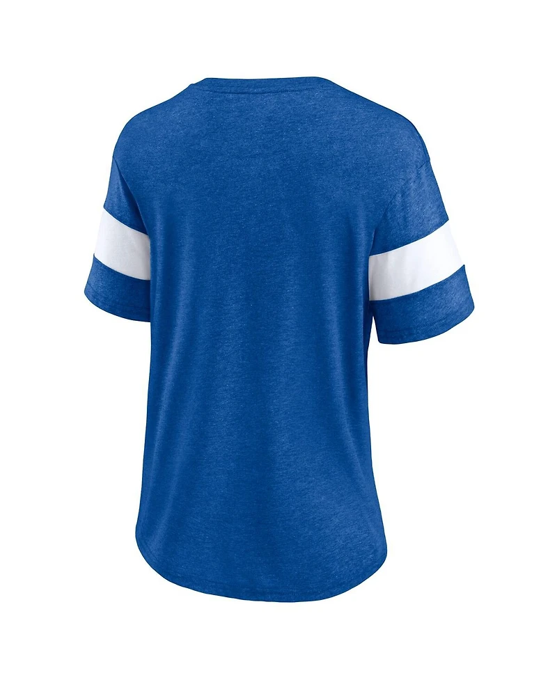 Fanatics Women's Heathered Royal/White Indianapolis Colts Distressed Team Tri-Blend V-Neck T-Shirt