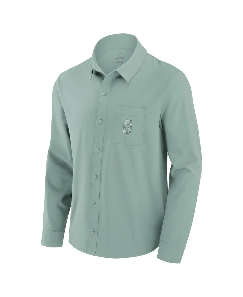 Fanatics Men's Green Seattle Mariners Front Office Long Sleeve Button-Up Shirt
