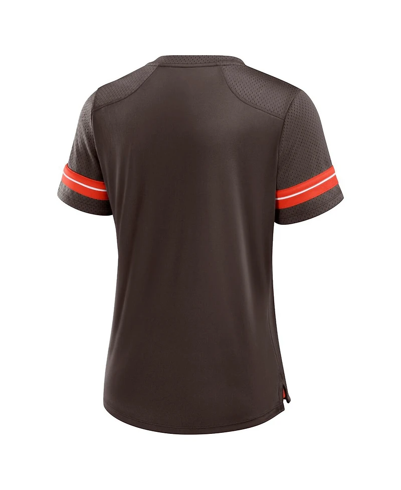 Fanatics Women's Brown Cleveland Browns Play Script Lace-Up T-Shirt