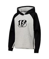 Dkny Sport Women's Gray/Black Cincinnati Bengals Joy Cropped Raglan Pullover Hoodie