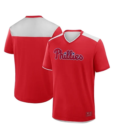 Fanatics Men's Red Philadelphia Phillies Walk Off V-Neck T-Shirt